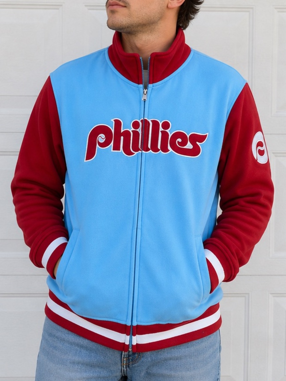 47 Brand Philadelphia Phillies Light Blue & Maroon Full Zip XL